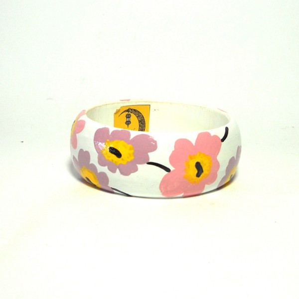 Bracciale in legno dipinto a mano MIss luisa anni 70 vintage 2