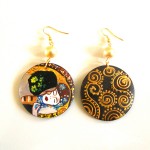Orecchini in legno dipinto a mano Il Bacio Klimt