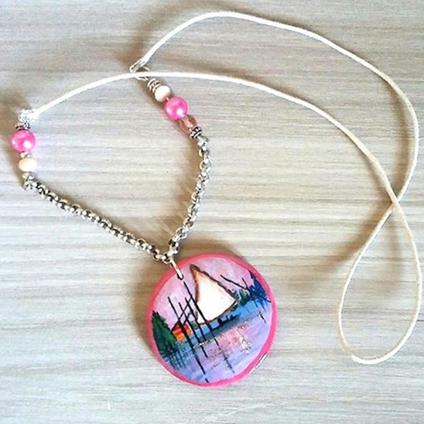 Pendente in legno dipinto a mano SUNRISE di Monet