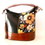borsa in pelle dipinta a mano Miss Amelia anni 70 vintage