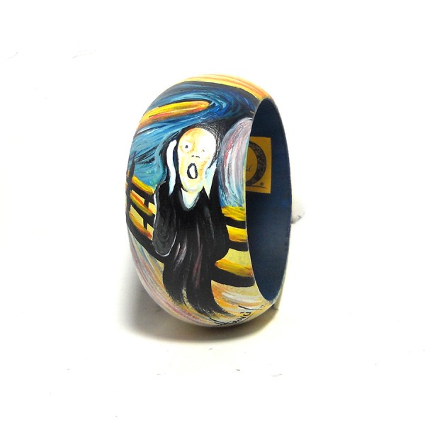 Bracciale in legno dipinto a mano L'urlo di Munch