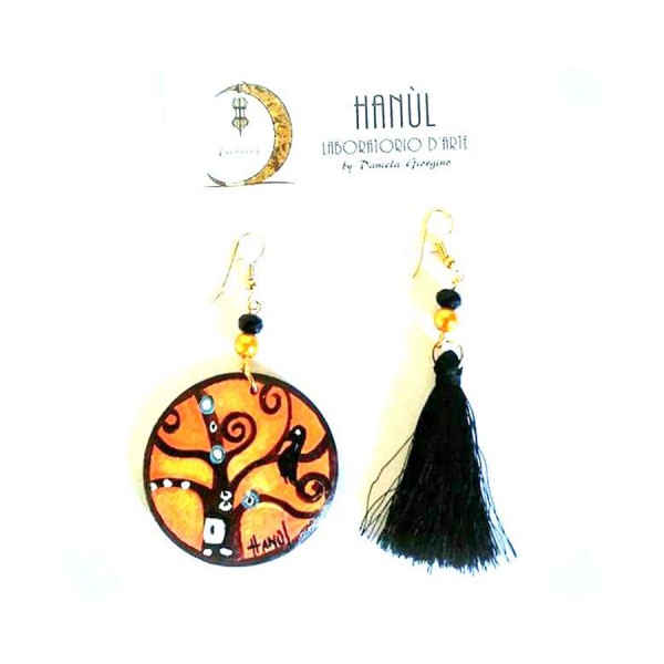 orecchini dipinti a mano albero della vita klimt 2 orecchini dipinti a mano albero della vita klimt 2